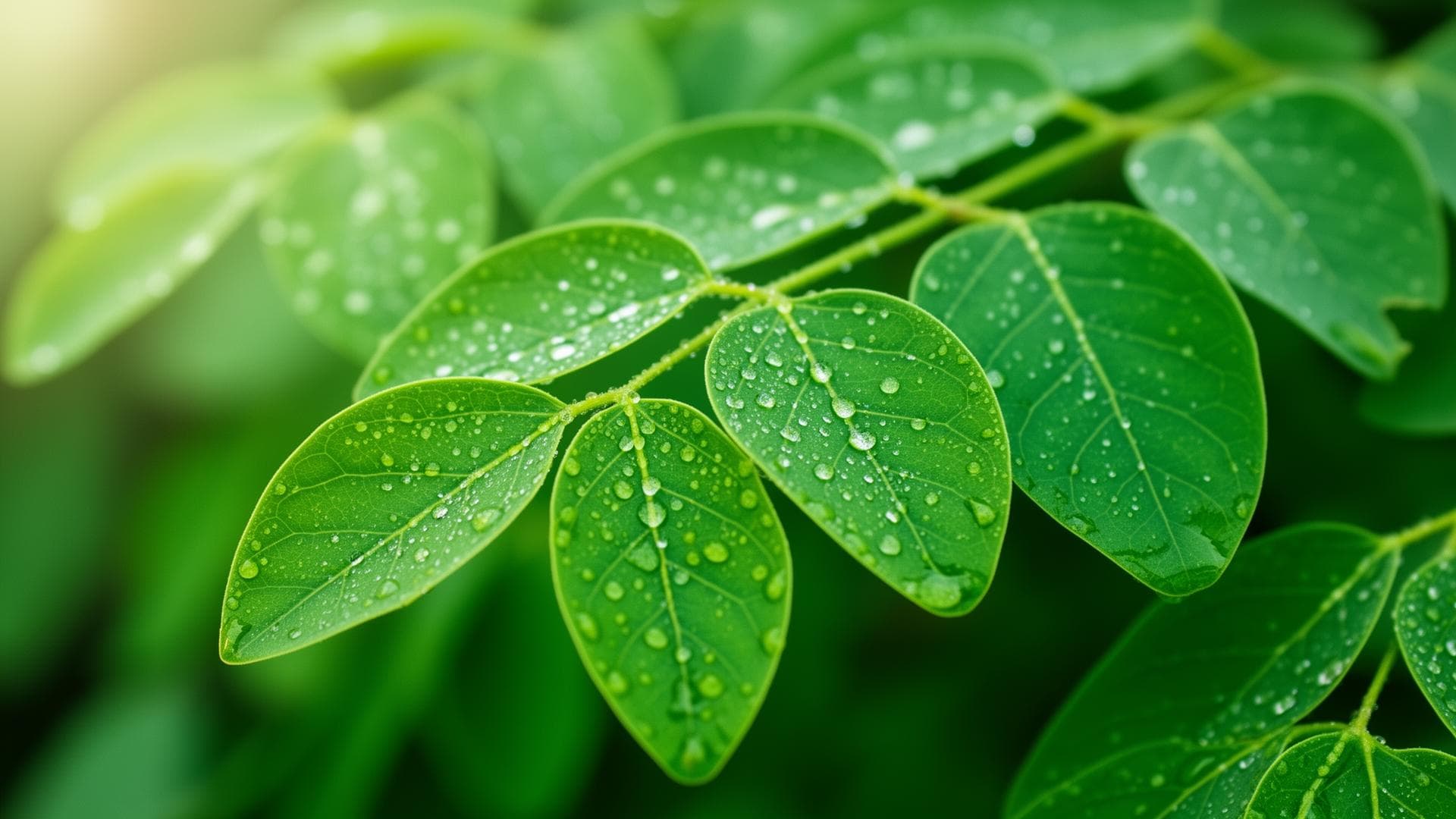 Fresh moringa (Saijan) leaves grown in the Himalayan valley of Nepal